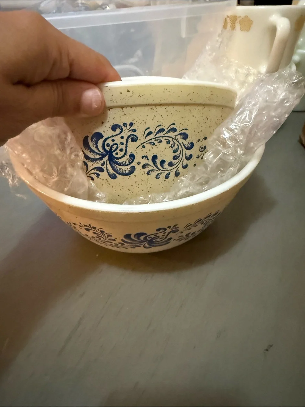 Lot of 2 Vintage Pyrex Homestead Blue Flowers Mixing Bowls 401 & 402 Like new!